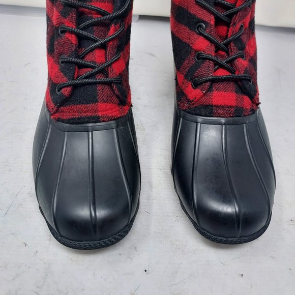 Sperry Black Red Plaid Duck Snow Winter Boot main image 7